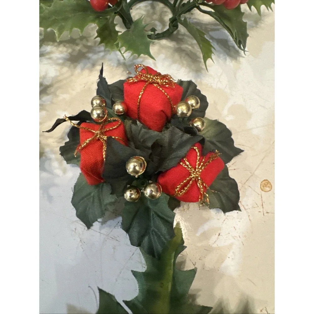 Lot 6 Vintage wreath Ring‎ Christmas Silk & Plastic Greenery Holly Berries